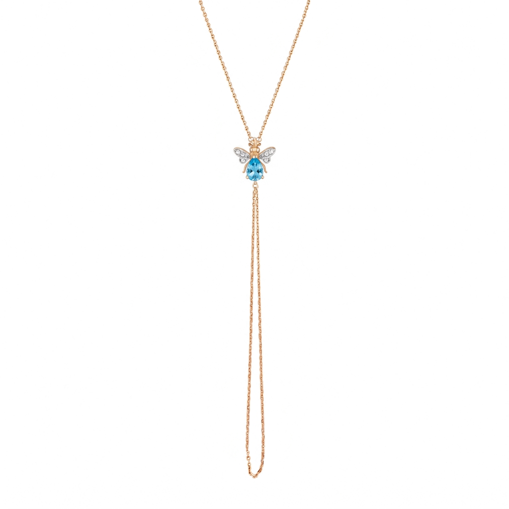 AURELIA BEE MILA GOLD DIAMOND BLUE TOPAZ HAND CHAIN