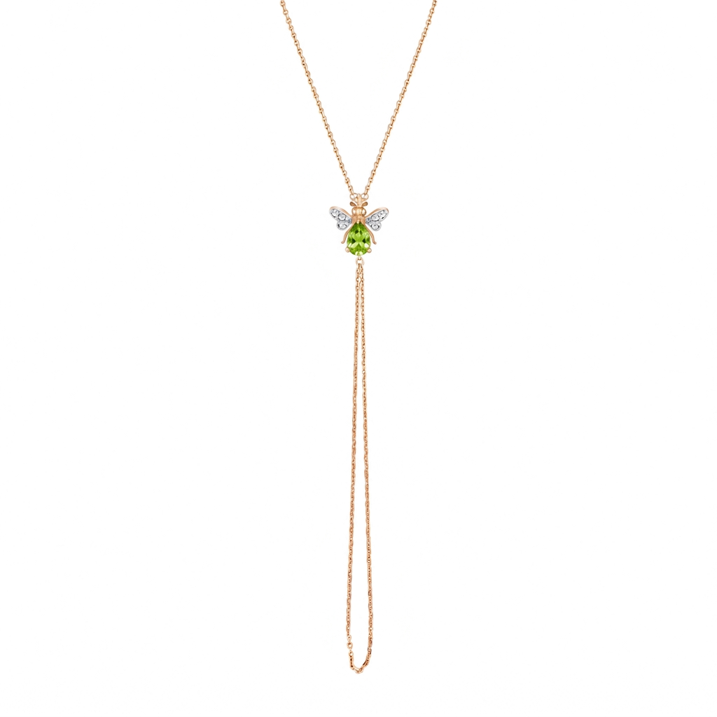 AURELIA BEE MILA GOLD DIAMOND PERIDOT HAND CHAIN