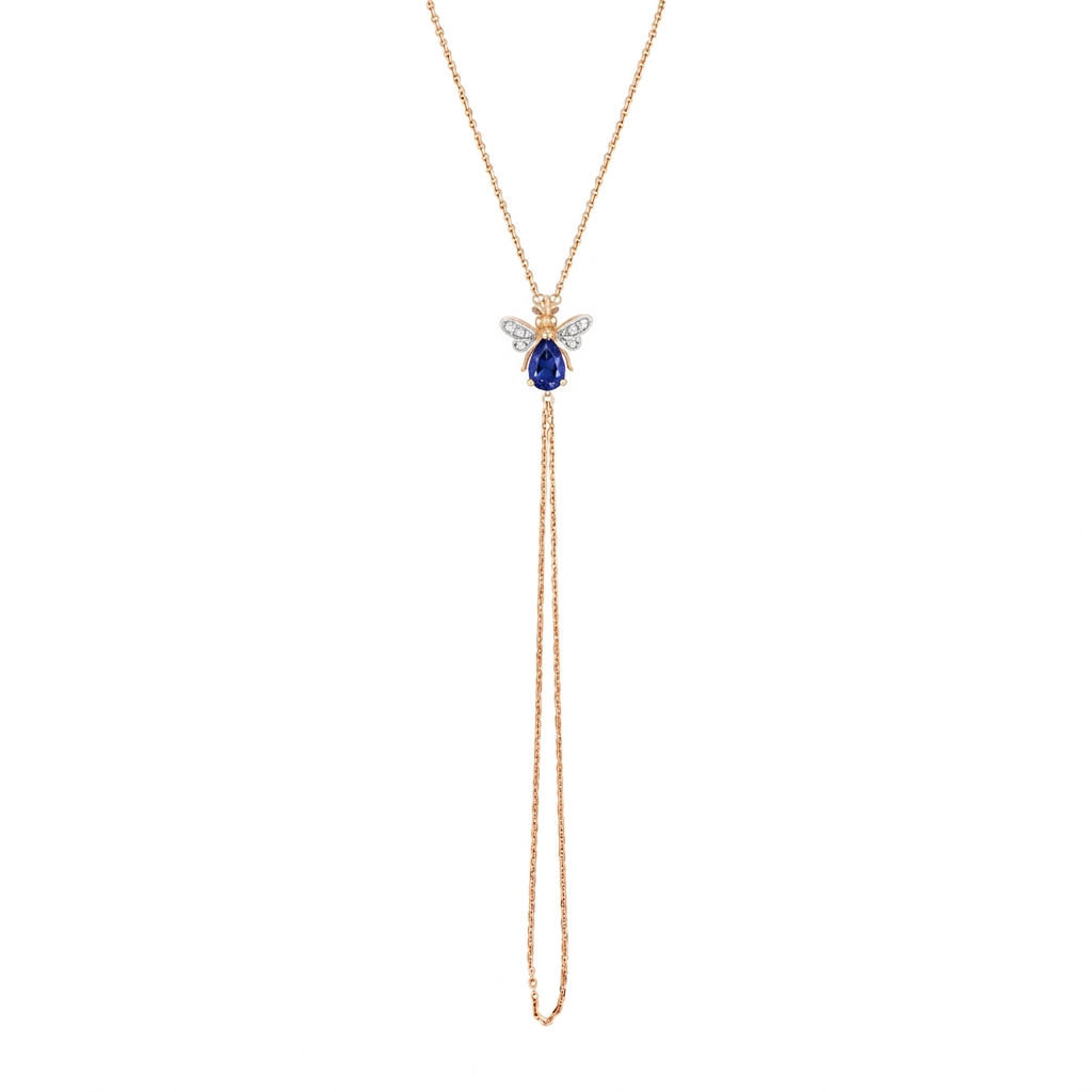 AURELIA BEE MILA GOLD DIAMOND SAPPHIRE HAND CHAIN