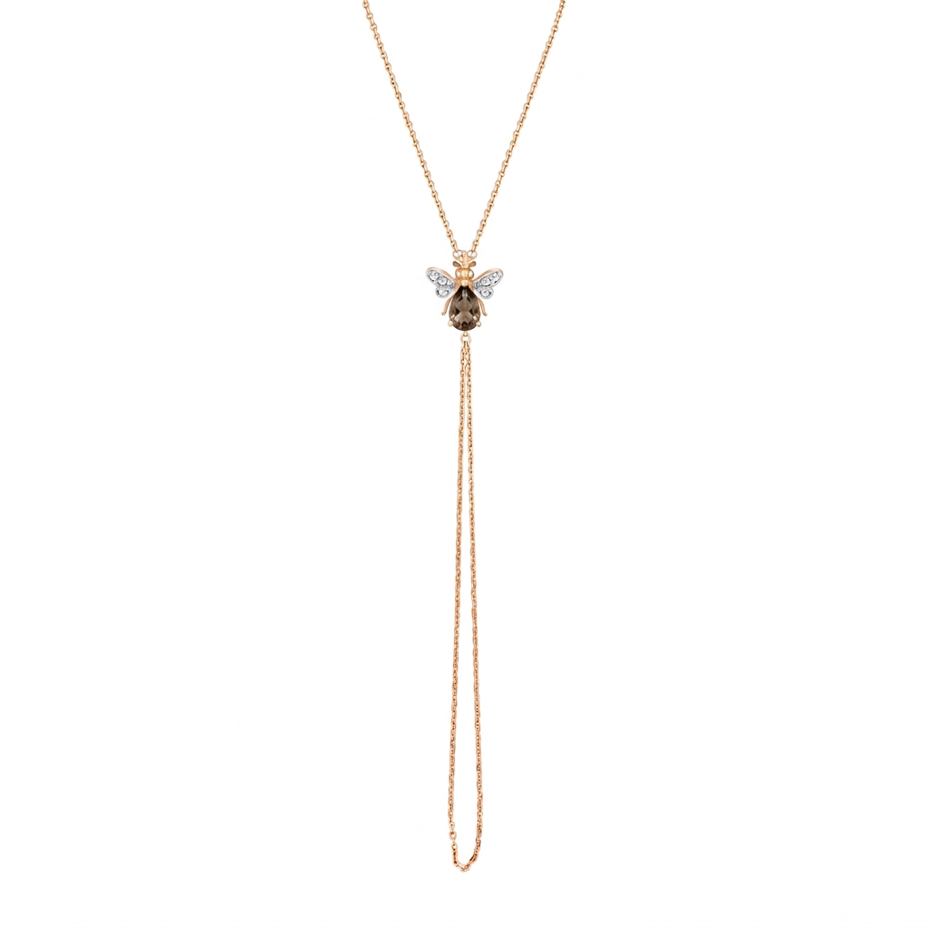 AURELIA BEE MILA GOLD DIAMOND SMOKY TOPAZ HAND CHAIN