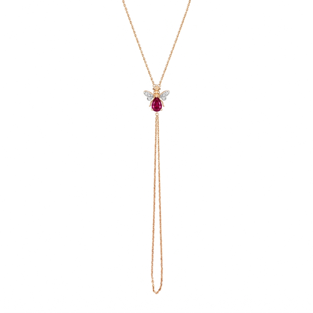 AURELIA BEE MILA GOLD DIAMOND RUBY HAND CHAIN