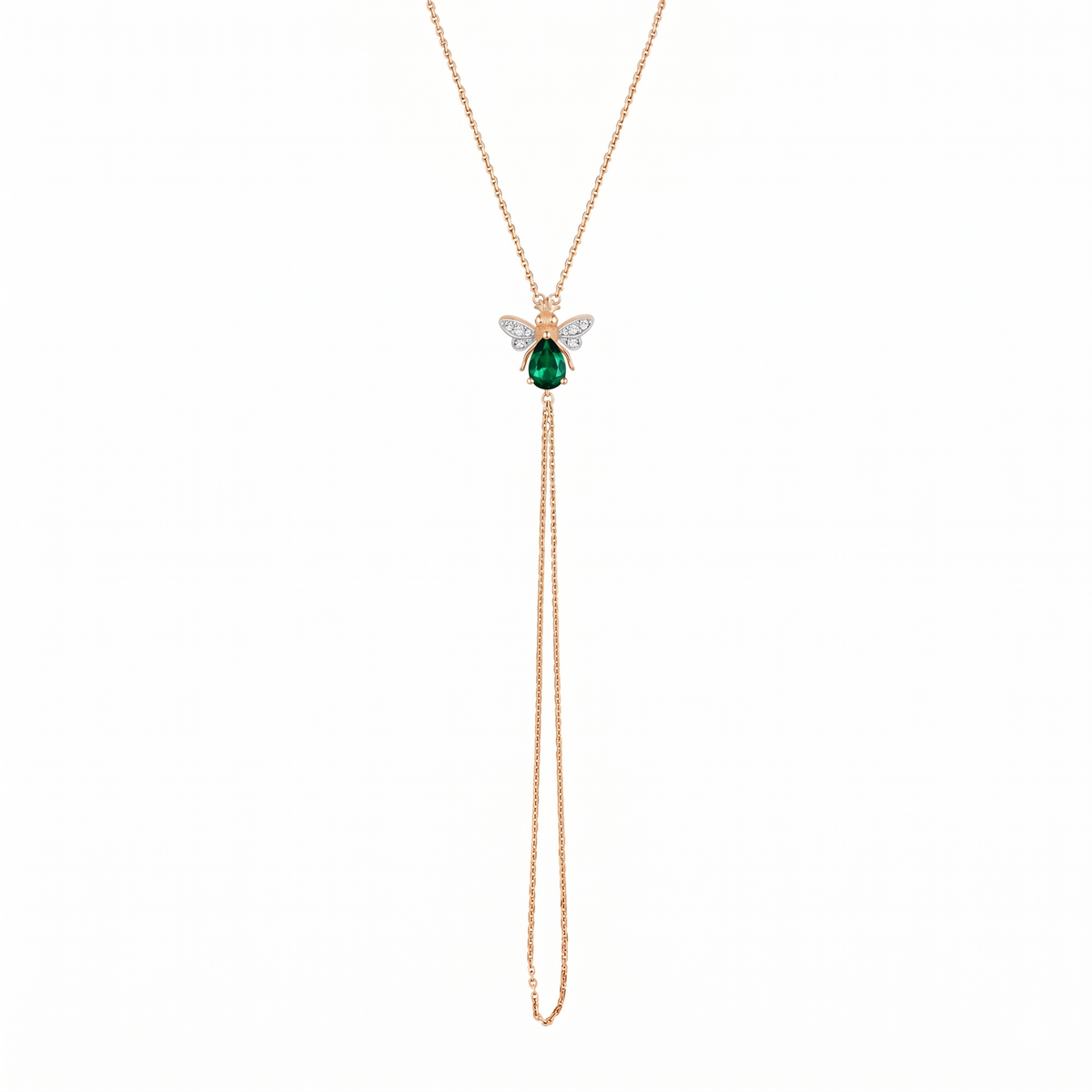 AURELIA BEE MILA GOLD DIAMOND EMERALD HAND CHAIN