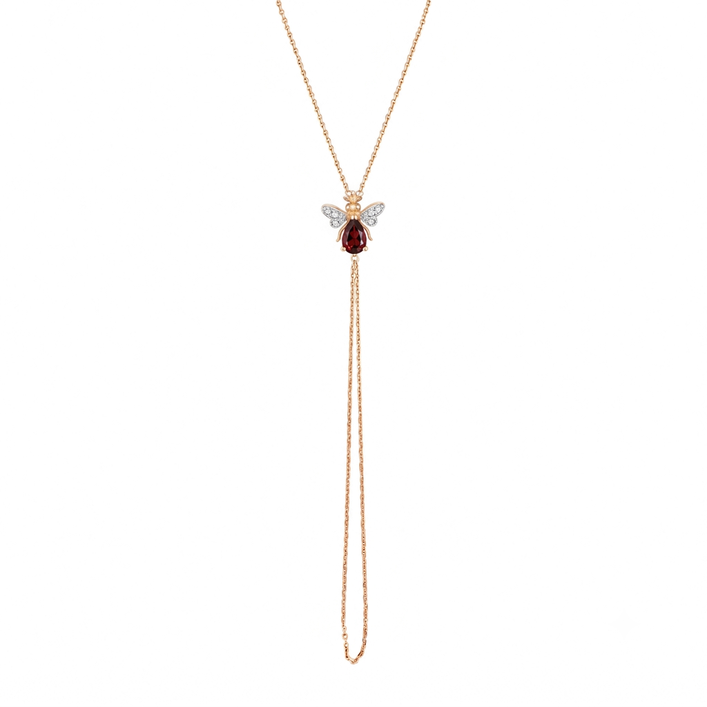 AURELIA BEE MILA GOLD DIAMOND GARNET HAND CHAIN