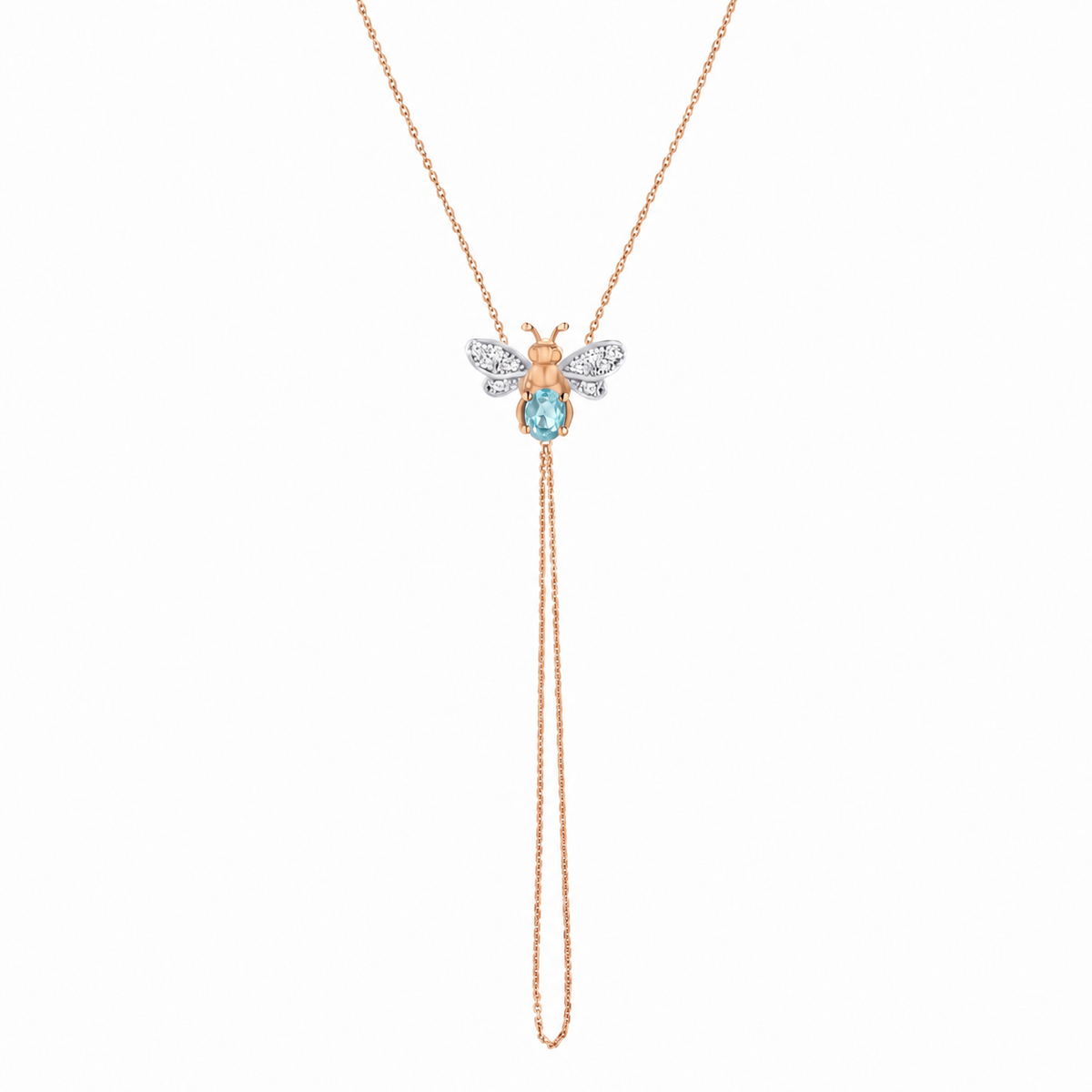 AURELIA BEE LIVA GOLD DIAMOND BLUE TOPAZ HAND CHAIN