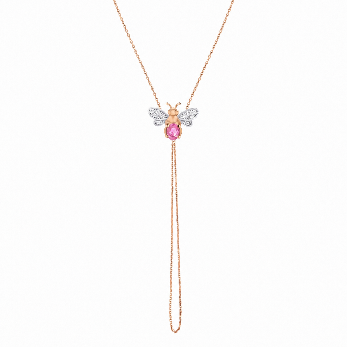 AURELIA BEE LIVA GOLD DIAMOND PINK SAPPHIRE HAND CHAIN