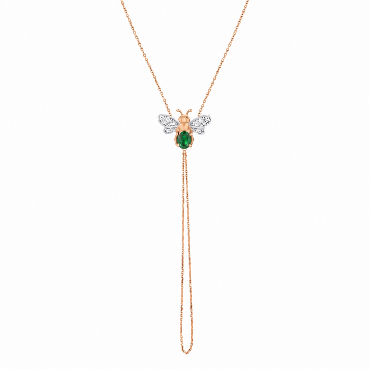 AURELIA BEE LIVA GOLD DIAMOND EMERALD HAND CHAIN