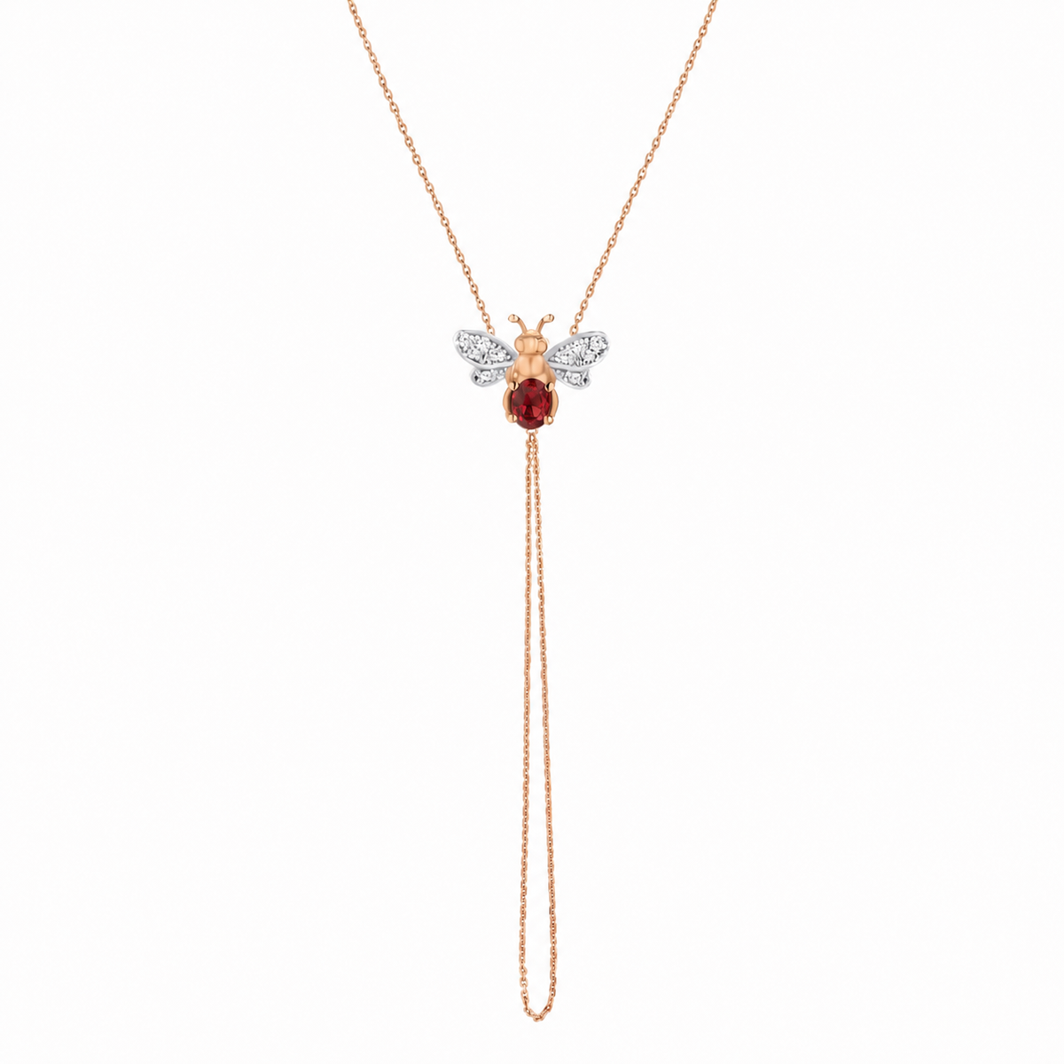 AURELIA BEE LIVA GOLD DIAMOND GARNET HAND CHAIN