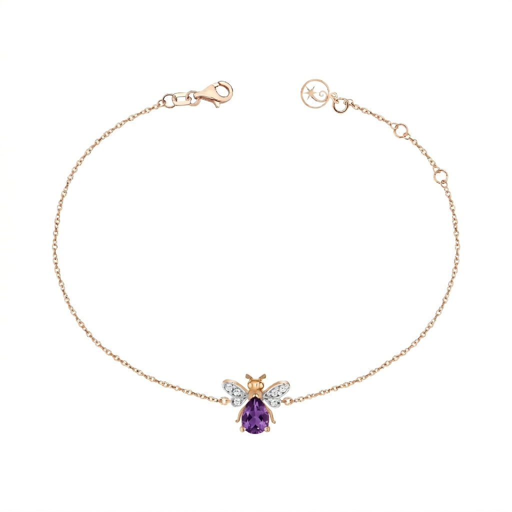 AURELIA BEE MILA GOLD DIAMOND AMETHYST BRACELET