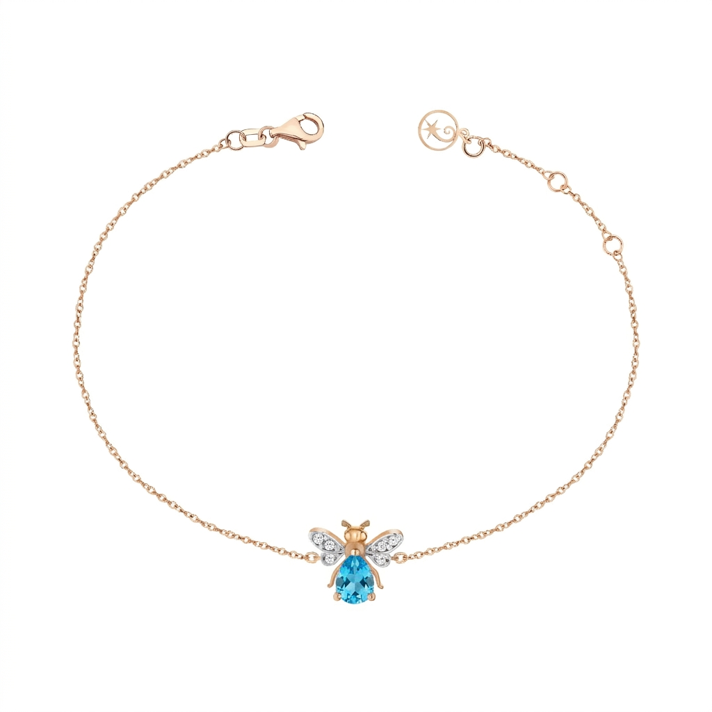 AURELIA BEE MILA GOLD DIAMOND BLUE TOPAZ BRACELET