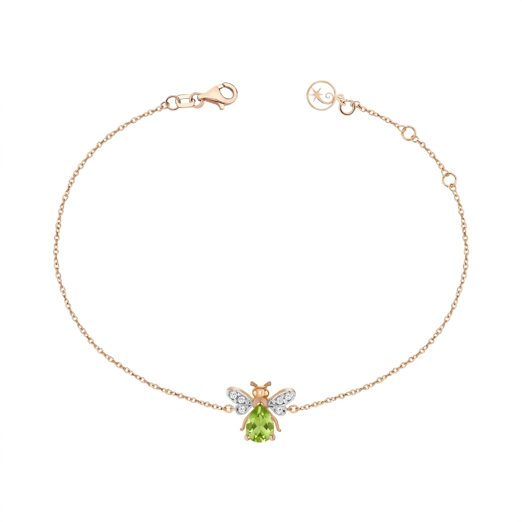 AURELIA BEE MILA GOLD DIAMOND PERIDOT BRACELET