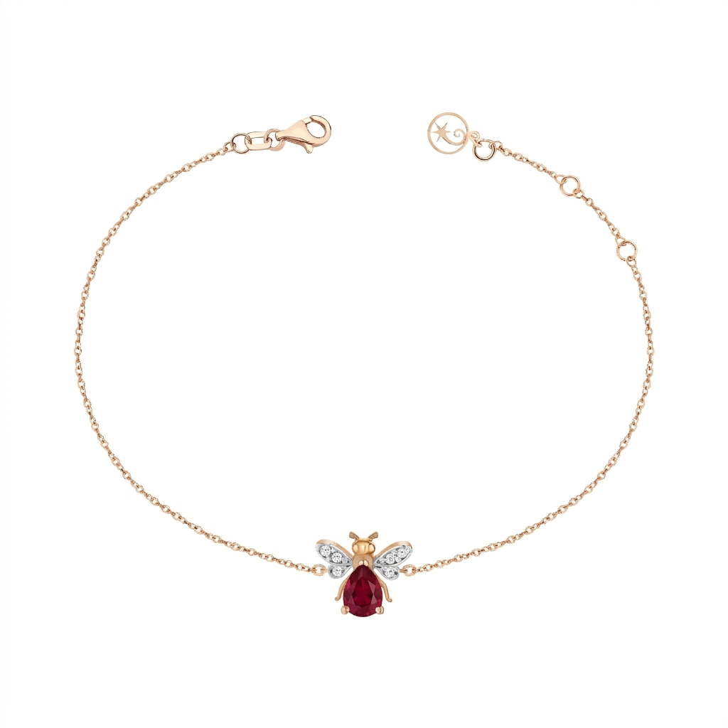 AURELIA BEE MILA GOLD DIAMOND RUBY BRACELET