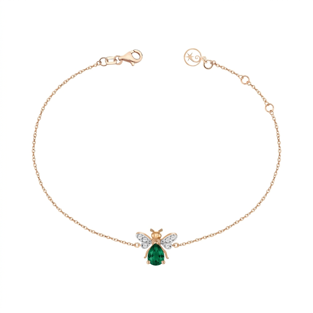 AURELIA BEE MILA GOLD DIAMOND EMERALD BRACELET