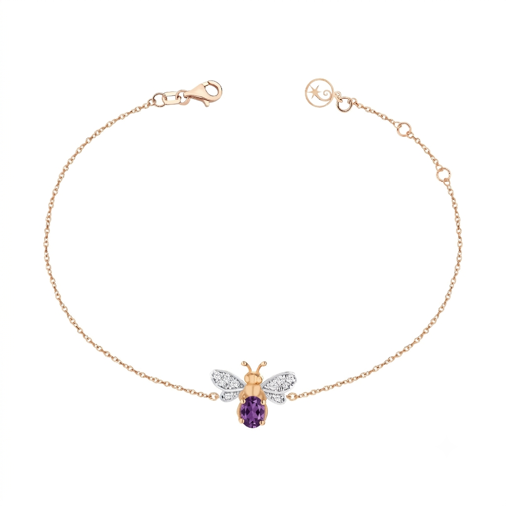 AURELIA BEE LIVA GOLD DIAMOND AMETHYST BRACELET