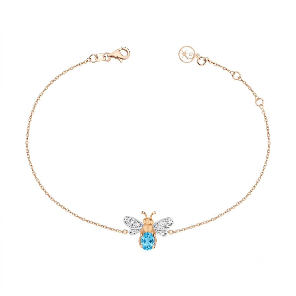 AURELIA BEE LIVA GOLD DIAMOND BLUE TOPAZ BRACELET
