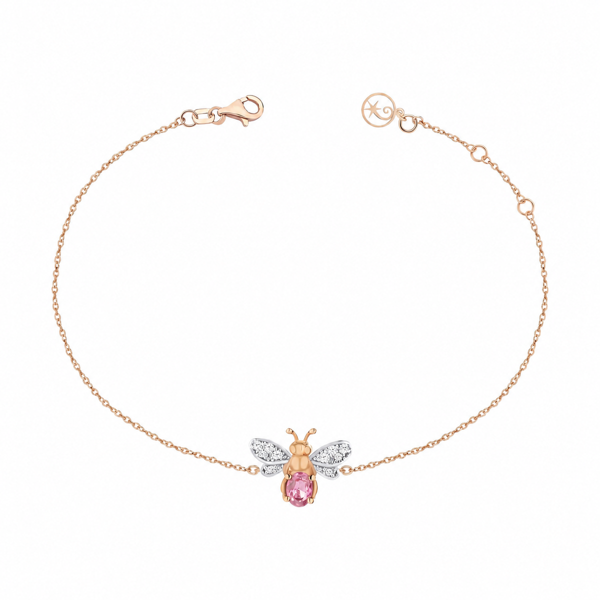 AURELIA BEE LIVA GOLD DIAMOND PINK SAPPHIRE BRACELET