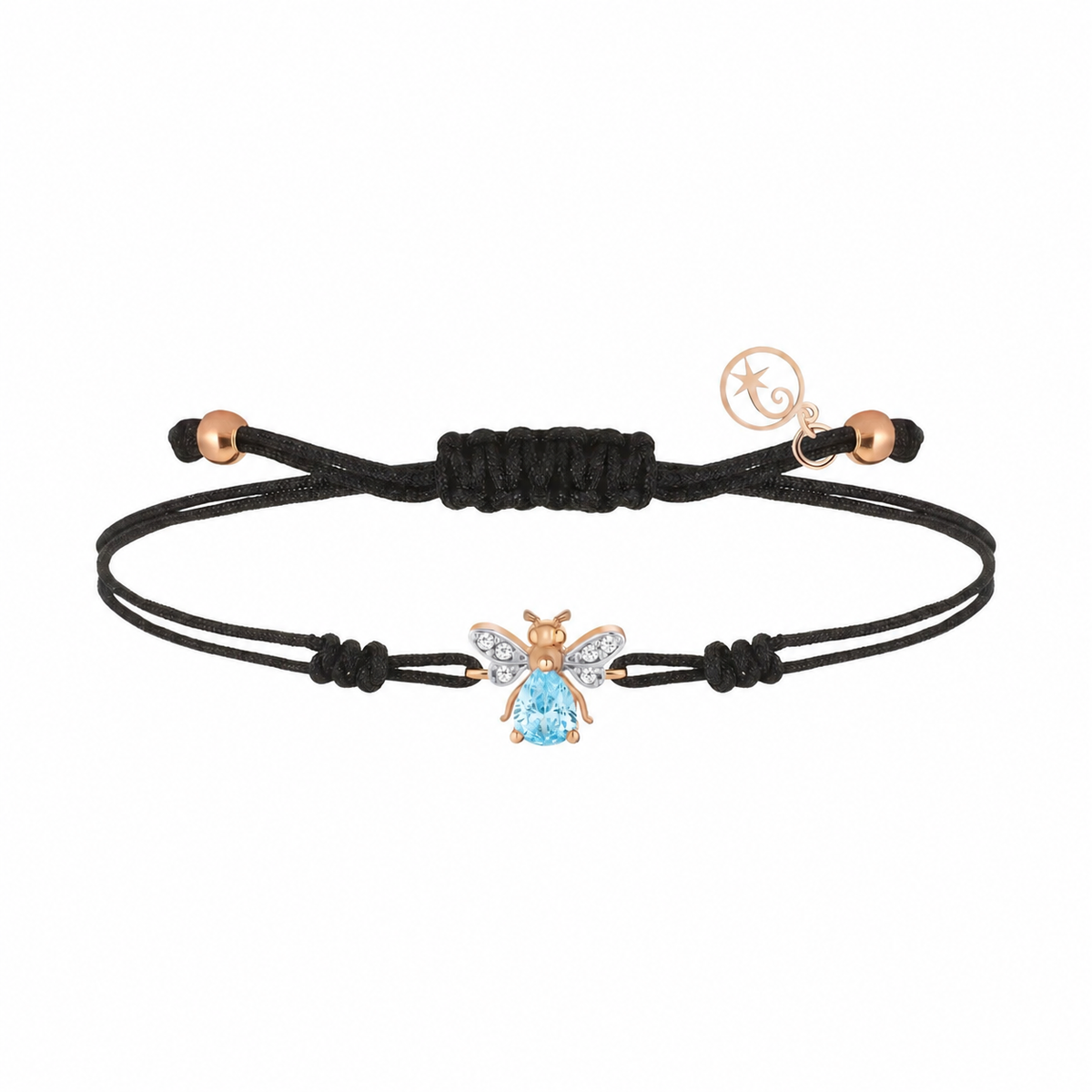 AURELIA BEE MILA GOLD DIAMOND BLUE TOPAZ CORD BRACELET