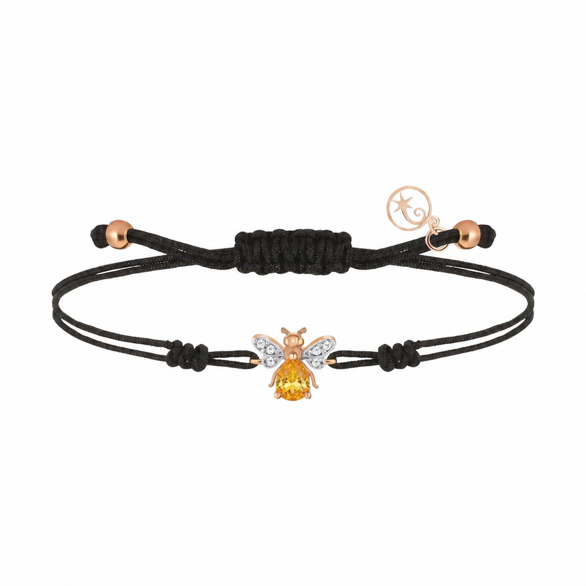 AURELIA BEE MILA GOLD DIAMOND CITRIN CORD BRACELET
