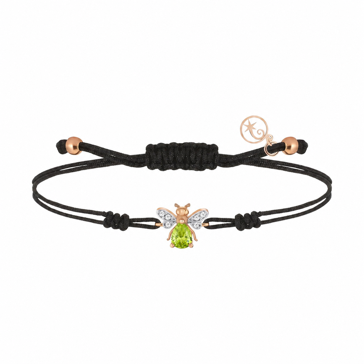 AURELIA BEE MILA GOLD DIAMOND PERIDOT CORD BRACELET