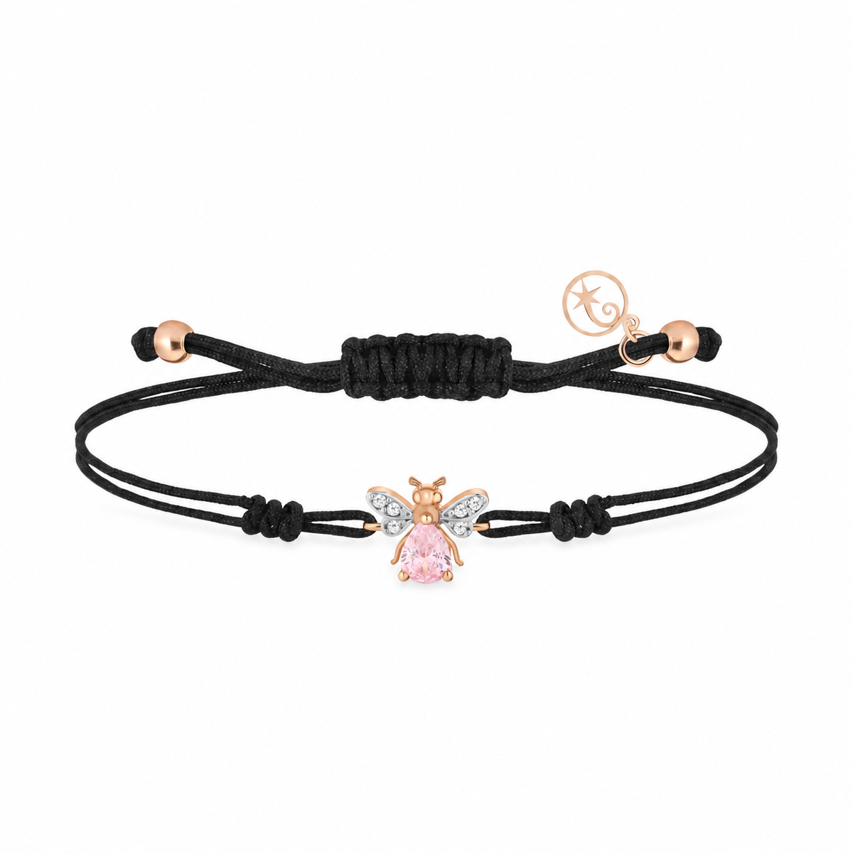 AURELIA BEE MILA GOLD DIAMOND PINK SAPPHIRE CORD BRACELET