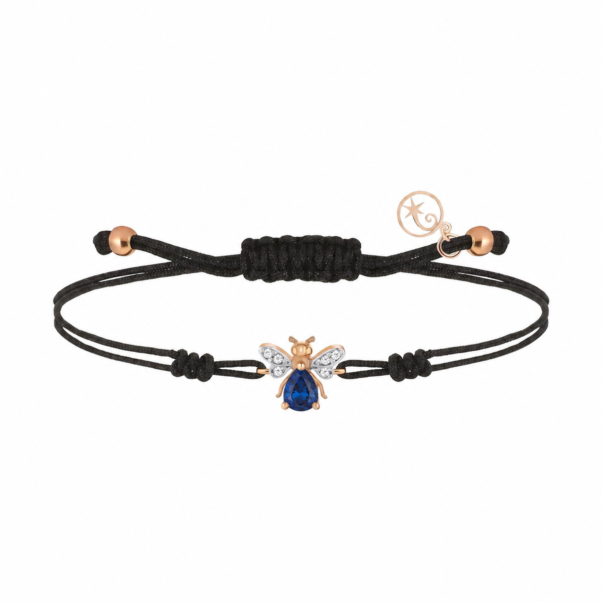 AURELIA BEE MILA GOLD DIAMOND SAPPHIRE CORD BRACELET