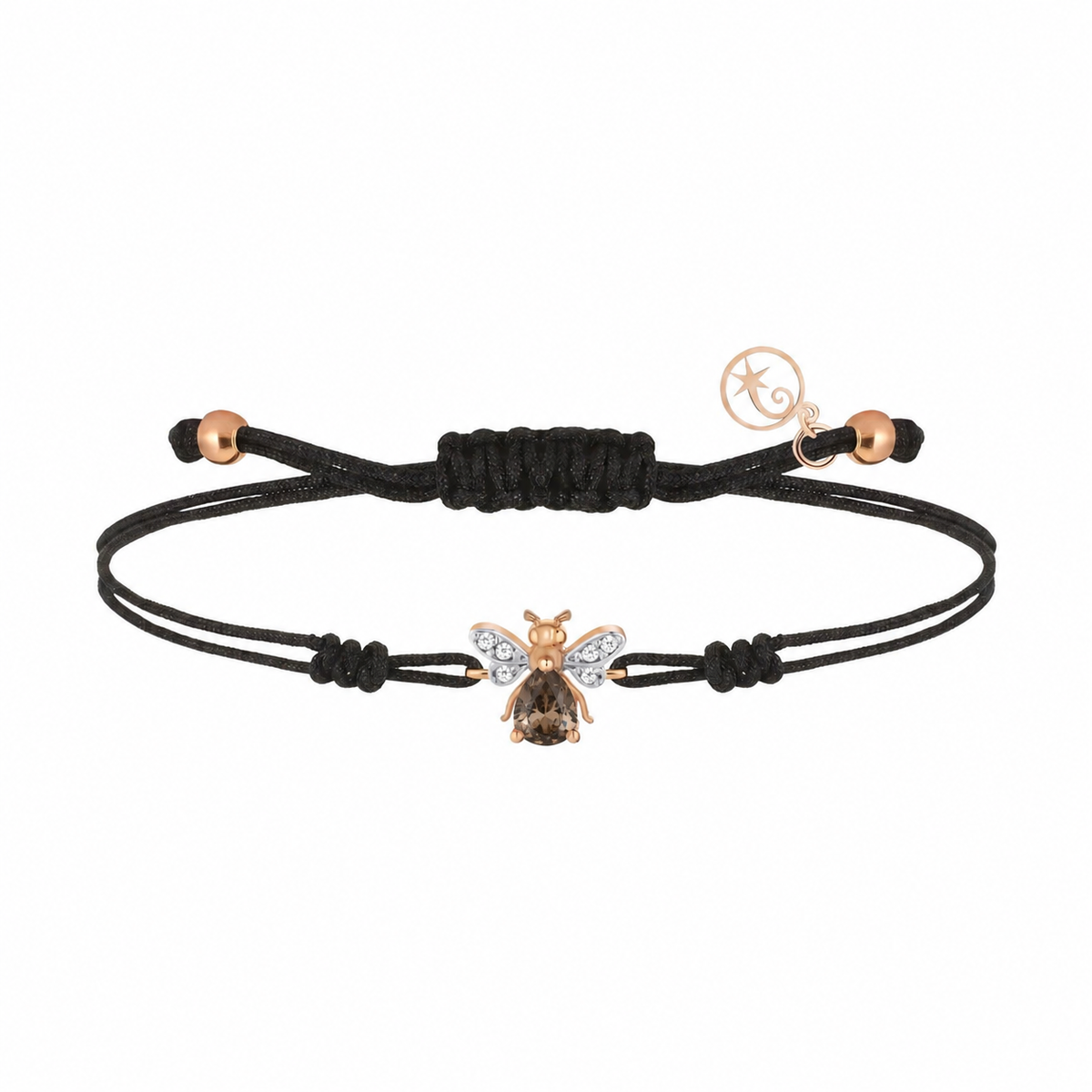 AURELIA BEE MILA GOLD DIAMOND SMOKY TOPAZ CORD BRACELET