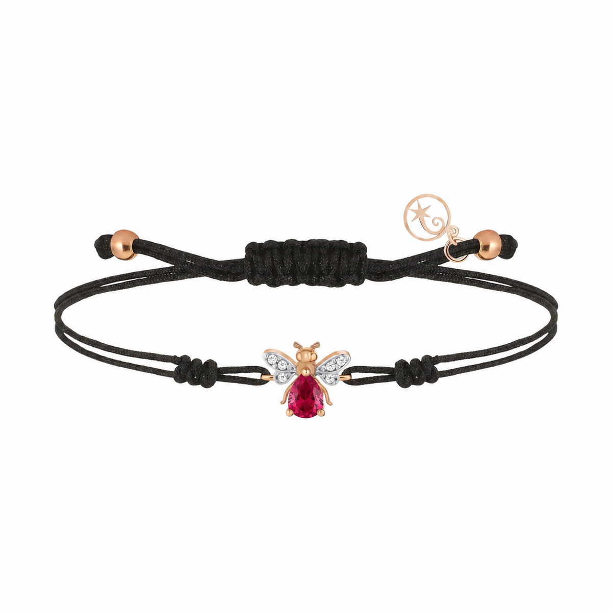 AURELIA BEE MILA GOLD DIAMOND RUBY CORD BRACELET