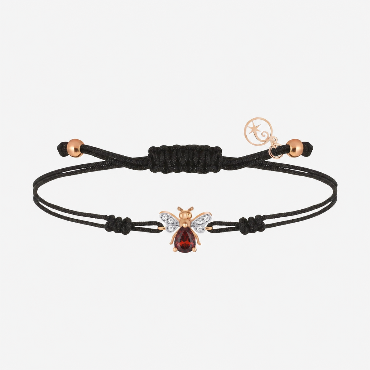 AURELIA BEE MILA GOLD DIAMOND GARNET CORD BRACELET