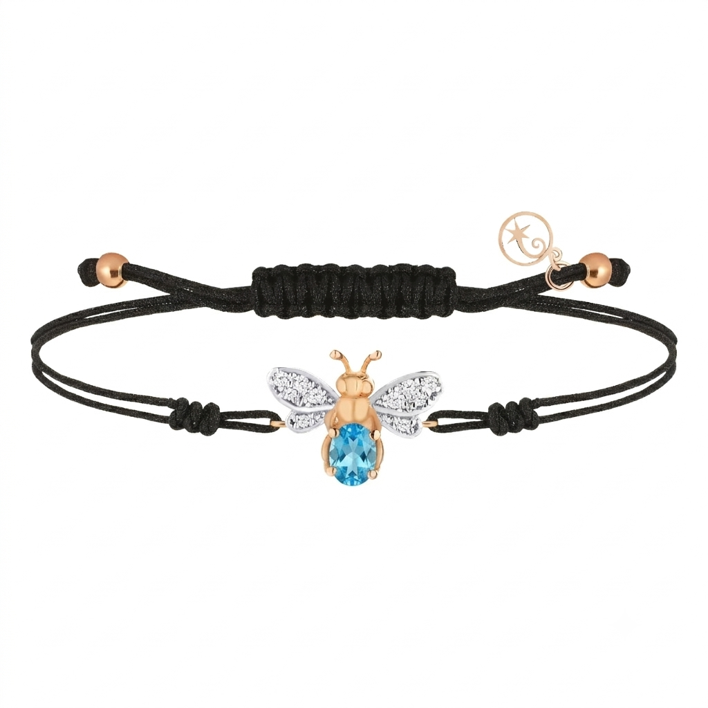 AURELIA BEE LIVA GOLD DIAMOND BLUE TOPAZ CORD BRACELET