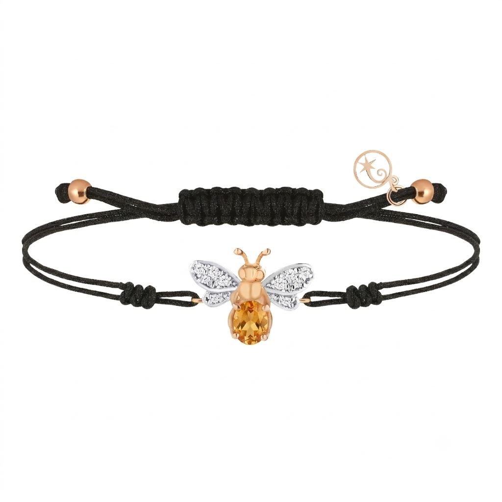 AURELIA BEE LIVA GOLD DIAMOND CITRIN CORD BRACELET