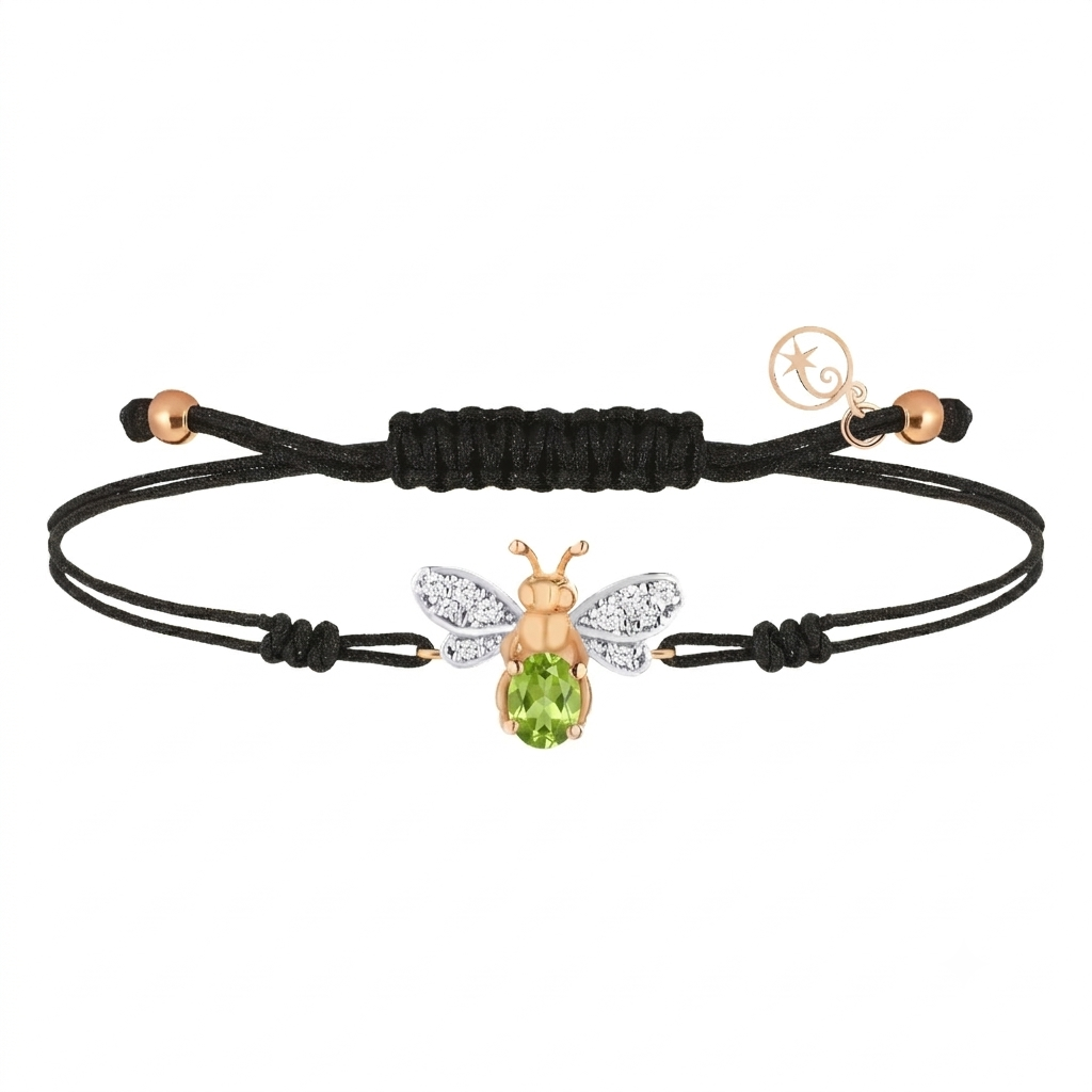AURELIA BEE LIVA GOLD DIAMOND PERIDOT HAND CHAIN