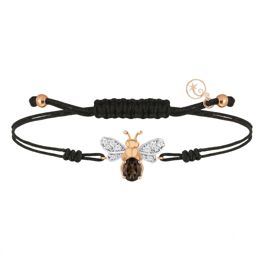 AURELIA BEE LIVA GOLD DIAMOND SMOKY TOPAZ CORD BRACELET