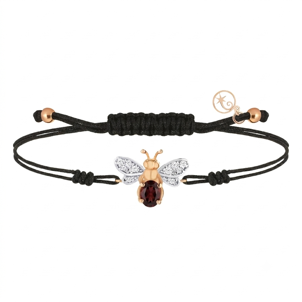 AURELIA BEE LIVA GOLD DIAMOND GARNET CORD BRACELET