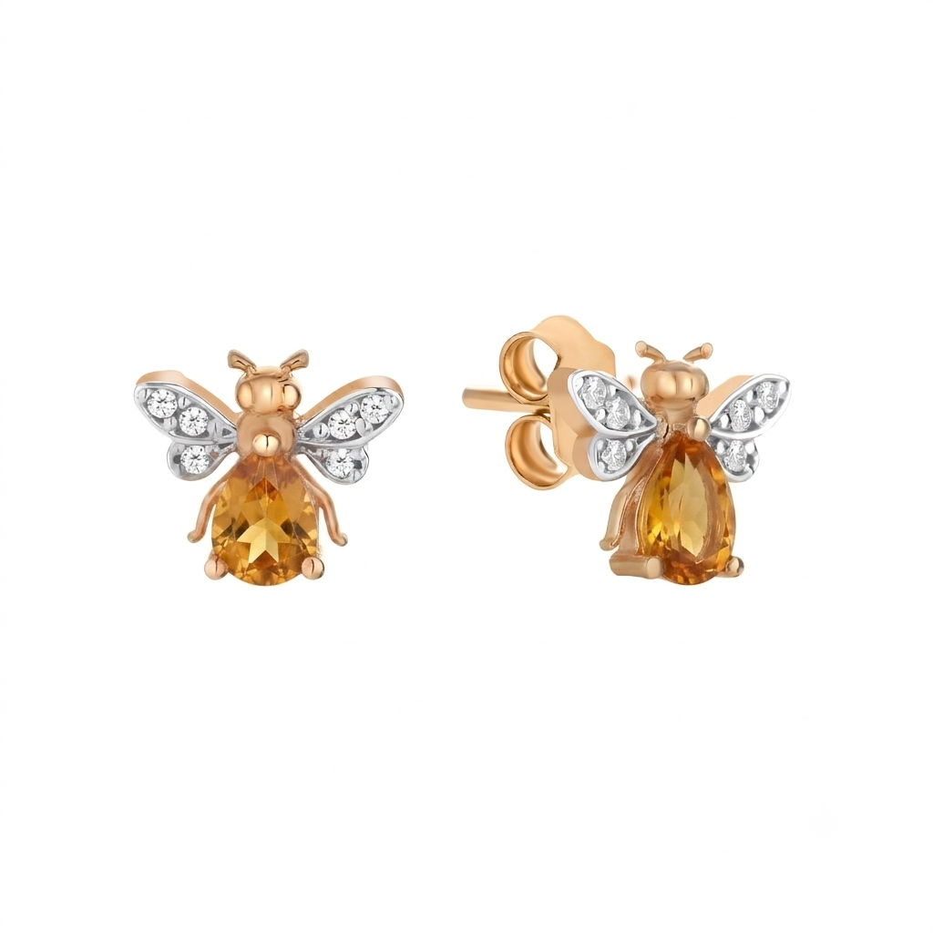 AURELIA BEE MILA GOLD DIAMOND CITRIN EARRING