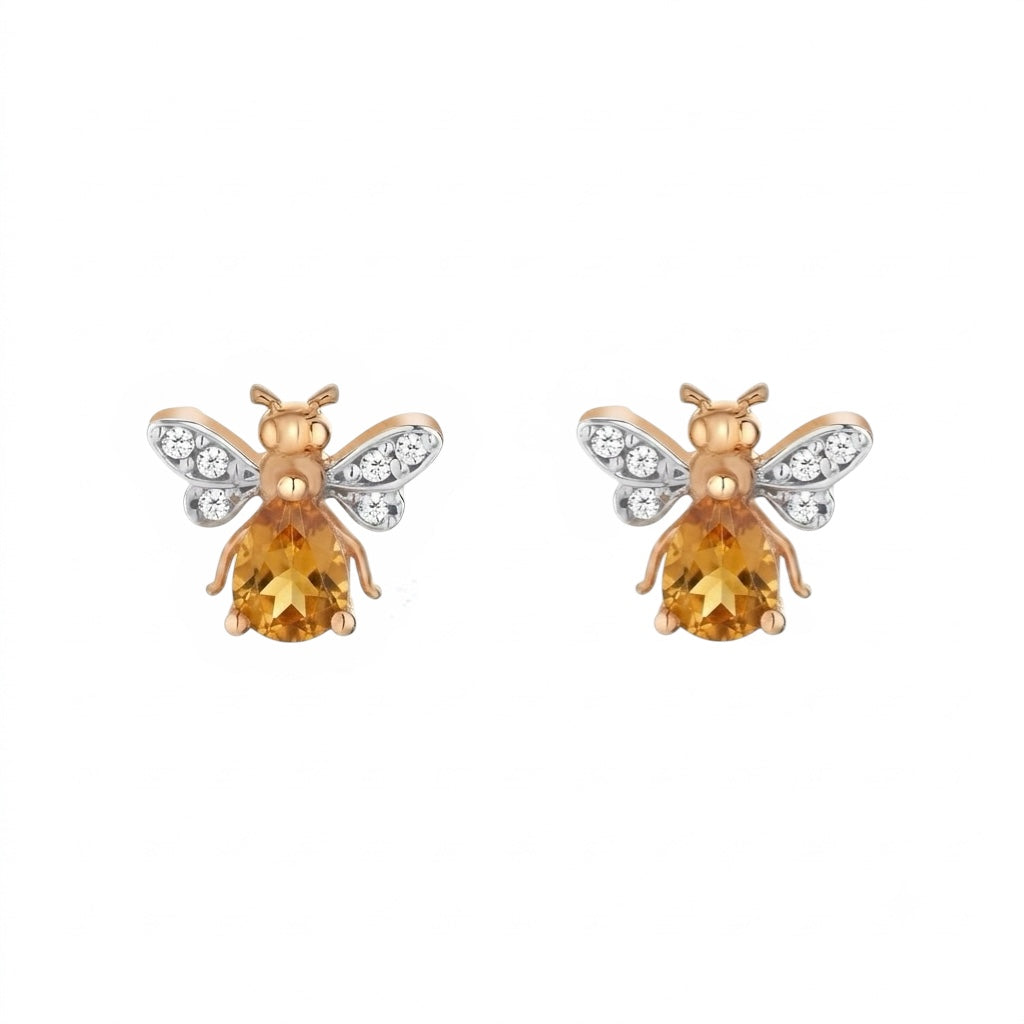 AURELIA BEE MILA GOLD DIAMOND CITRIN EARRING