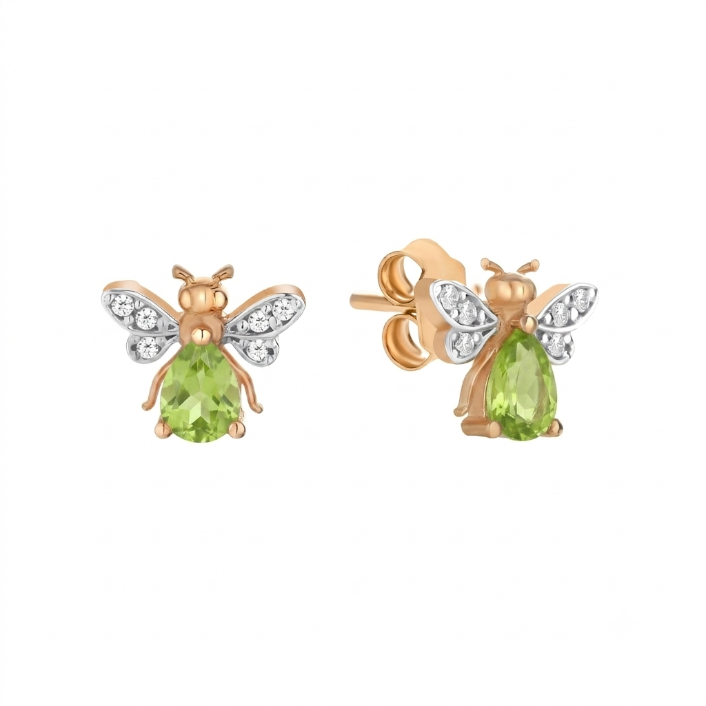 AURELIA BEE MILA GOLD DIAMOND PERIDOT EARRING