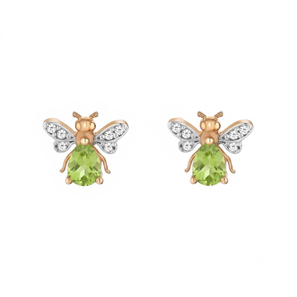 AURELIA BEE MILA GOLD DIAMOND PERIDOT EARRING