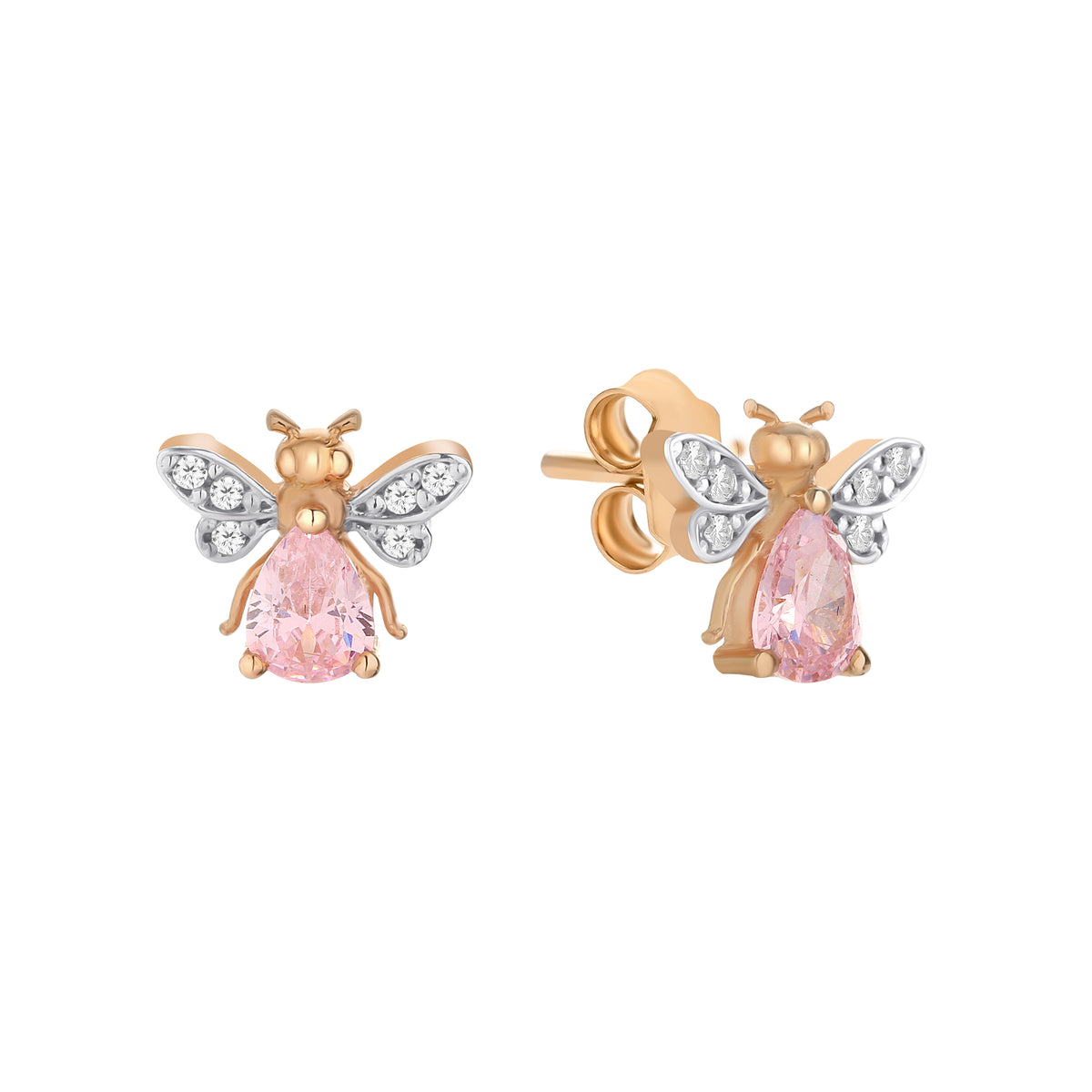 AURELIA BEE MILA GOLD DIAMOND PINK SAPPHIRE EARRING