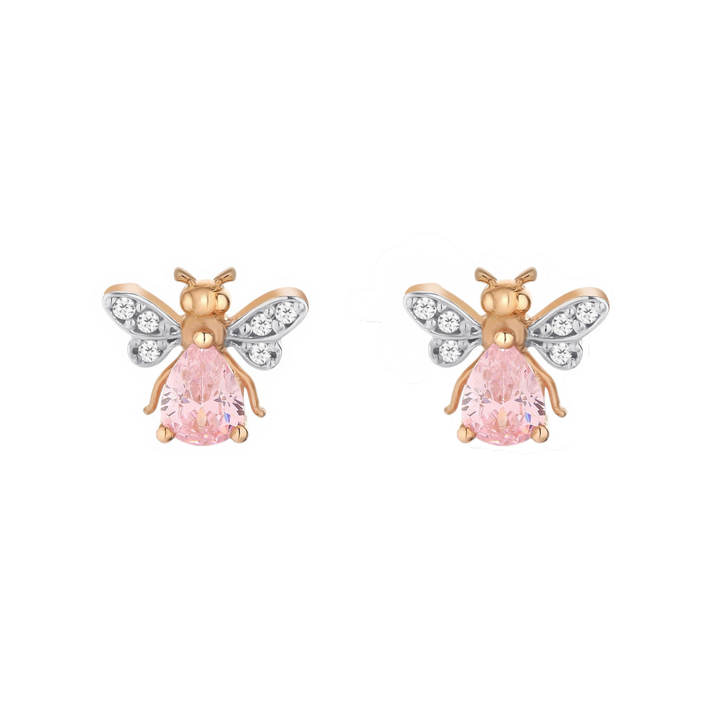 AURELIA BEE MILA GOLD DIAMOND PINK SAPPHIRE EARRING