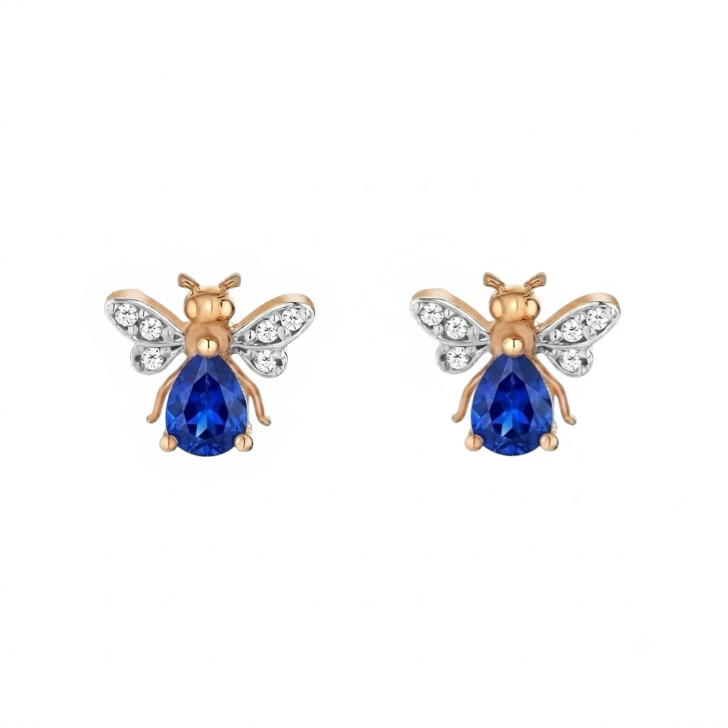 AURELIA BEE MILA GOLD DIAMOND SAPPHIRE EARRING