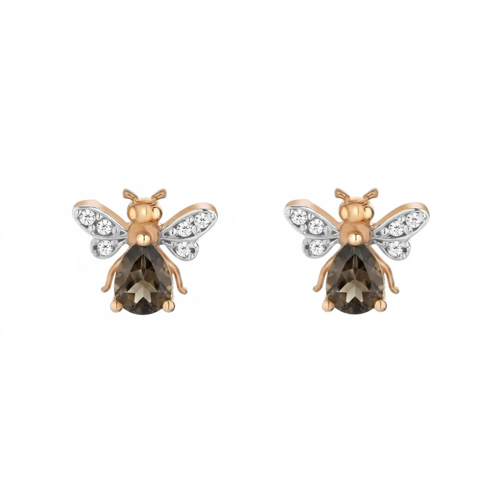 AURELIA BEE MILA GOLD DIAMOND SMOKY TOPAZ EARRING