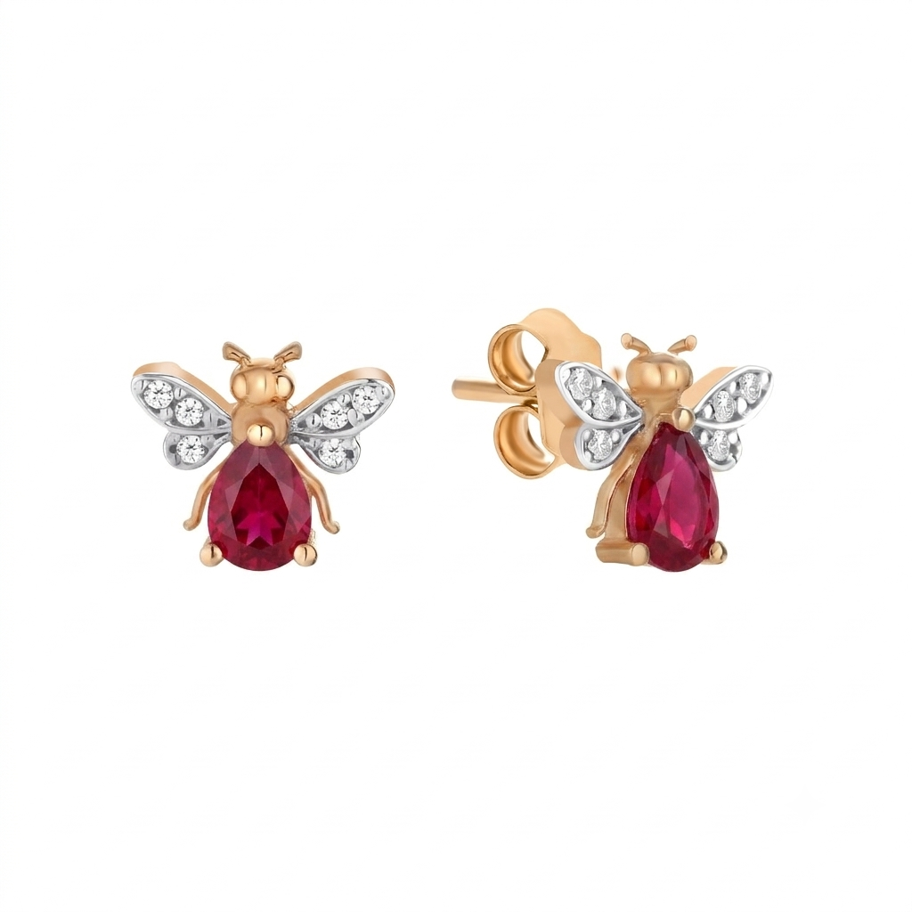 AURELIA BEE MILA GOLD DIAMOND RUBY EARRING