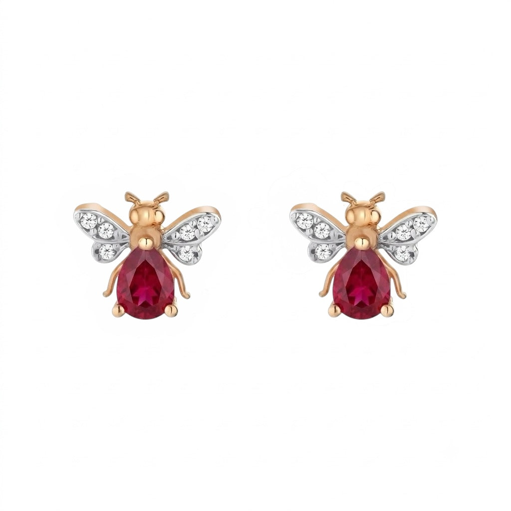 AURELIA BEE MILA GOLD DIAMOND RUBY EARRING