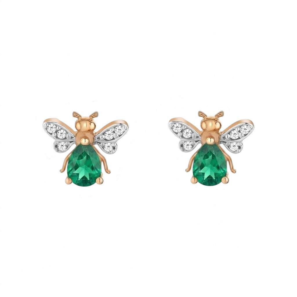 AURELIA BEE MILA GOLD DIAMOND EMERALD EARRING
