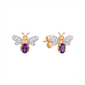 AURELIA BEE LIVA GOLD DIAMOND AMETHYST EARRING