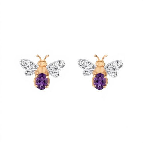 AURELIA BEE LIVA GOLD DIAMOND AMETHYST EARRING