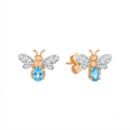 AURELIA BEE LIVA GOLD DIAMOND BLUE TOPAZ EARRING