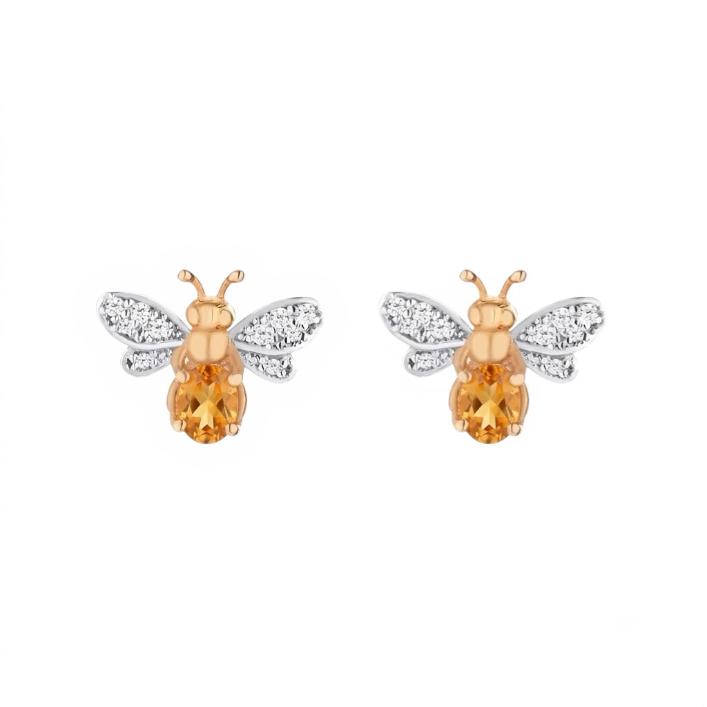 AURELIA BEE LIVA GOLD DIAMOND AMETHYST EARRING