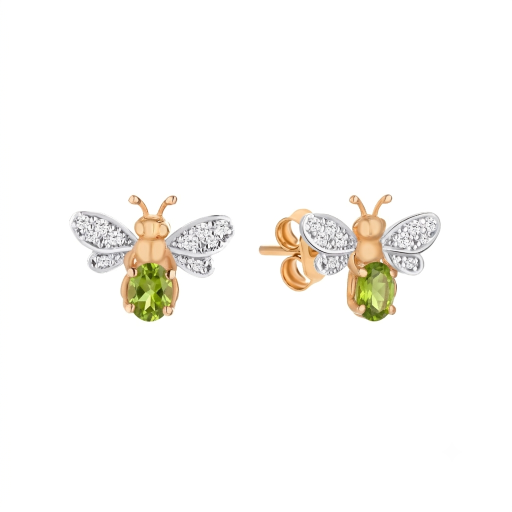 AURELIA BEE LIVA GOLD DIAMOND PERIDOT EARRING