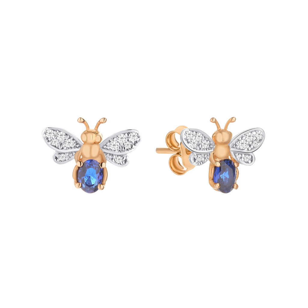 AURELIA BEE LIVA GOLD DIAMOND SAPPHIRE EARRING