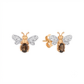AURELIA BEE LIVA GOLD DIAMOND SMOKY TOPAZ EARRING